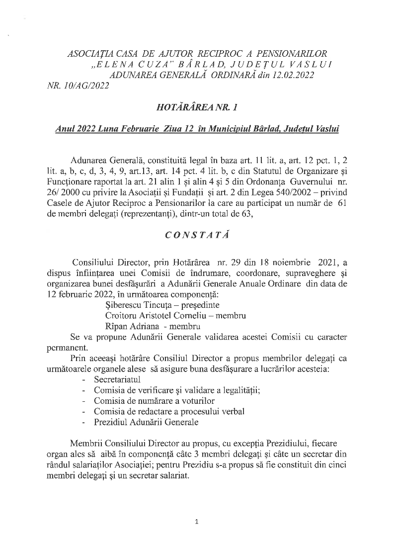 Hot?rârea nr. 1