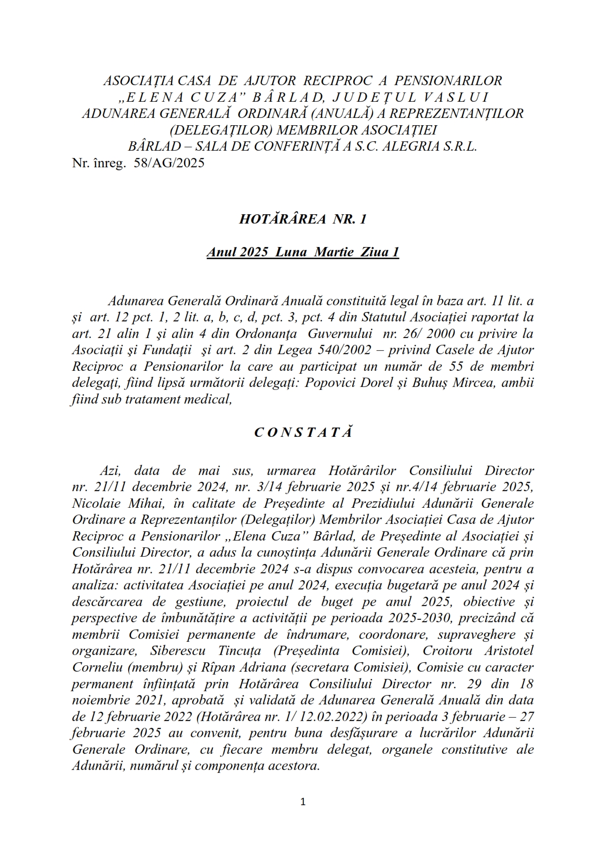 Adunarea Generala Ordinara